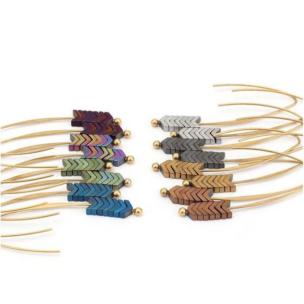 

gold plated arrow design stud earrings natural stone geometry long earrings for women jewelry boho sqckup beauty888, Silver