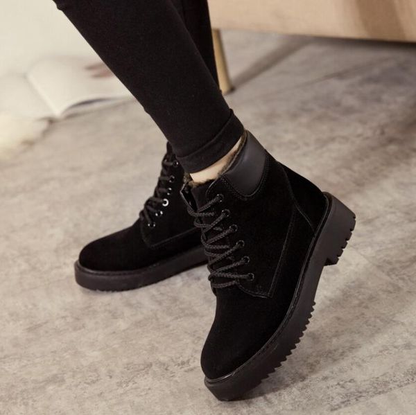 

m&v snow boots women's plus velvet winter boots waterproof martin casual warm cotton shoes outdoor non-slip walking shoes, Black