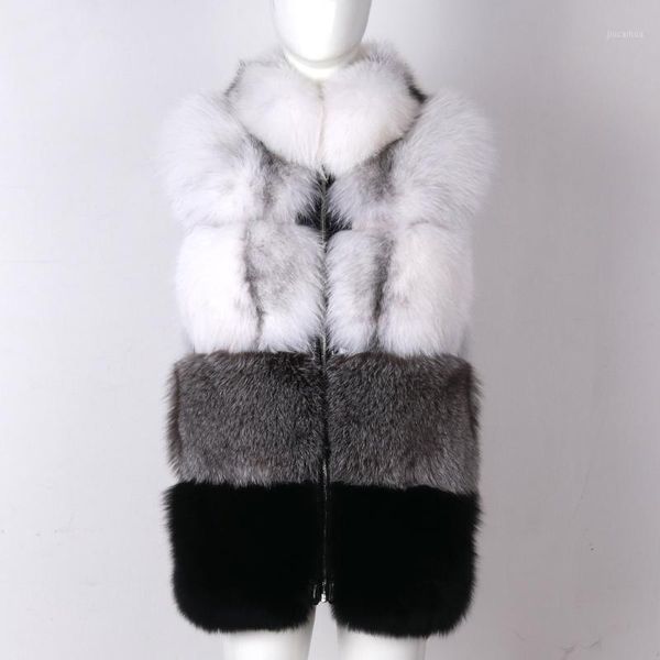 

ladies women real gilet fur natural sleeveless coat1, Black