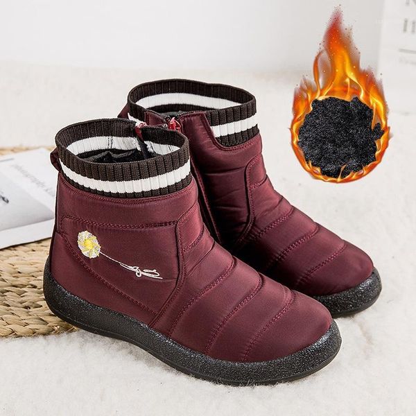 

boots women waterproof snow female plush winter warm ankle botas mujer shoes woman plus size 431, Black