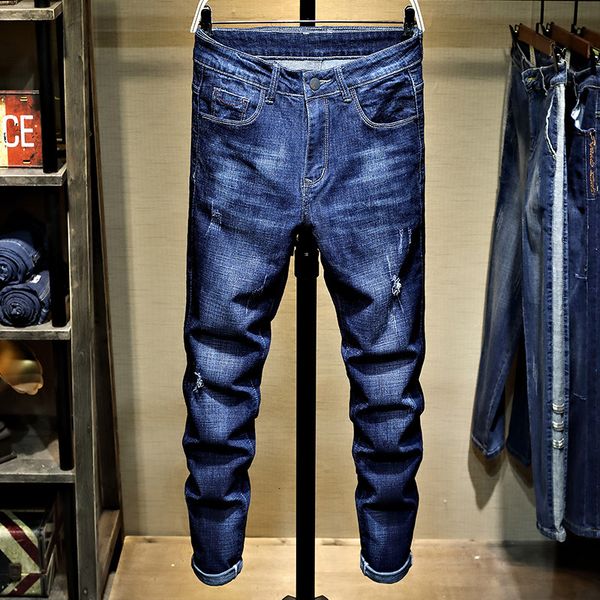 

jeans small tube sversatile men's large trend long pants fashion straight, Blue