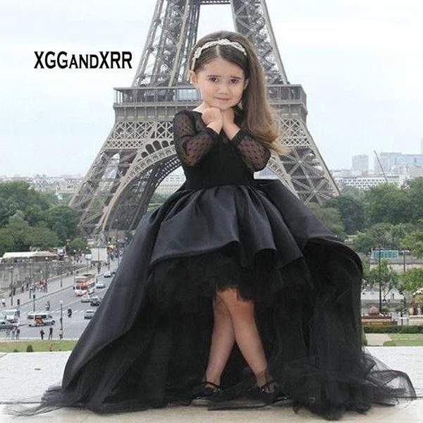 

girl's dresses cute black long sleeves high low flower girl o neck a line short little dress saudi arab style party pageant dress1, Red;yellow