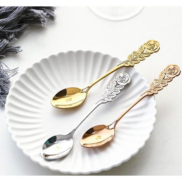 

soup spoon stainless steel gold-plated coffee tea dessert meal spoon fruit stir spoon kitchen dinnerware tablewa bbyysl packing2010
