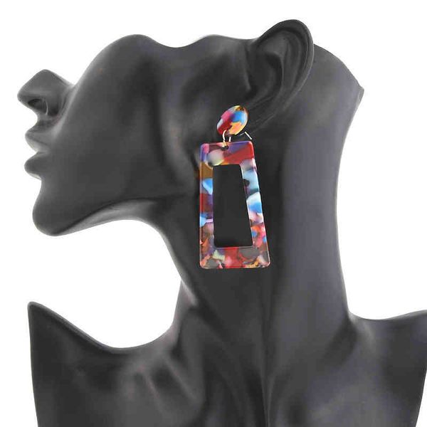 

bohemian resin acrylic dangle earring geometric rectangle drop earrings for women fashion mix colors jewelry wholesale, Silver