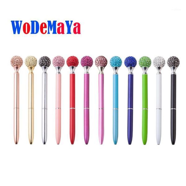 

500pcs/lot 12 colors crystal metal ballpoint pen 1.0mm stationery office & school pen ball pens black blue ink1, Blue;orange