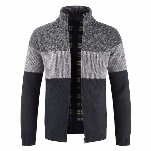 

2021 new spring new casual wool cardigan winter fashion striped pockets knit outwear coat sweater men t1r2, White;black