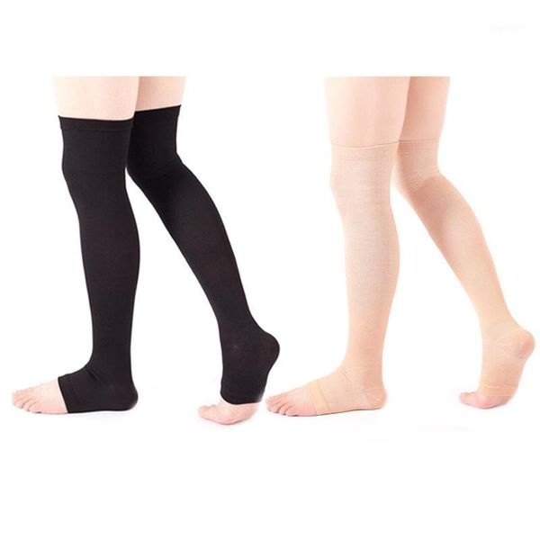 

compression socks thight high pressure open toe varicose stockings men women1, Black;white