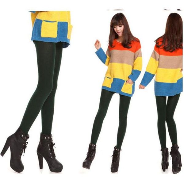 

women skinny leggings pants fashion trend external wear thicken brushed pants winter female nine points romper stepping on the foot clothing, Black