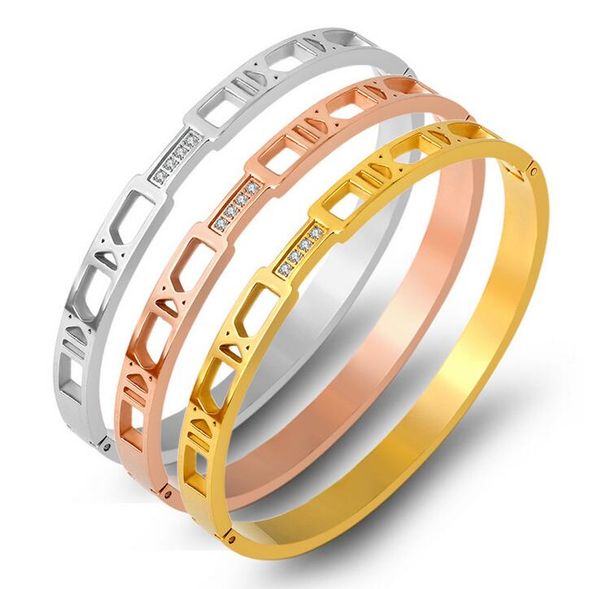 

классические роскошные женские мужские ретро панк-браслет хип хрустальные браслеты высокого качества браслет из нержавеющей стали из нержаве, Black