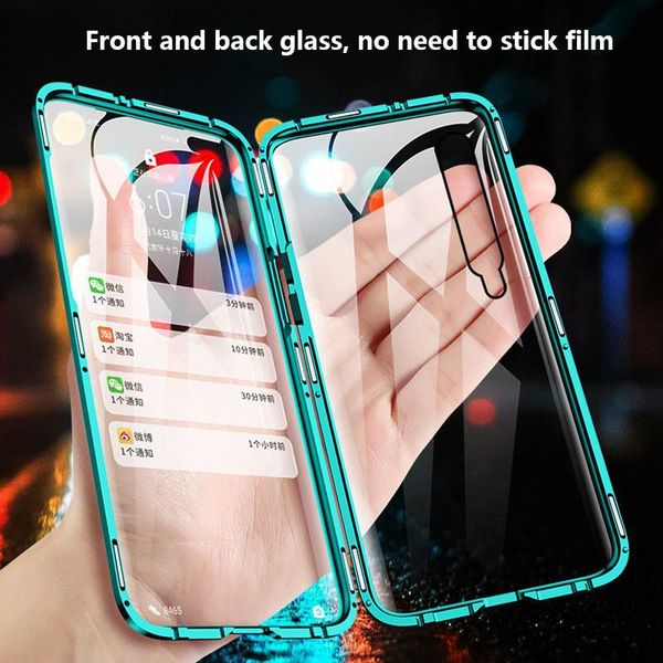 

magnetic adsorption metal case for xiaomi 10 cc9 pro note10 redmi k20 note7 8 9 pro k30 double sided glass magnet cover h sqcgxn