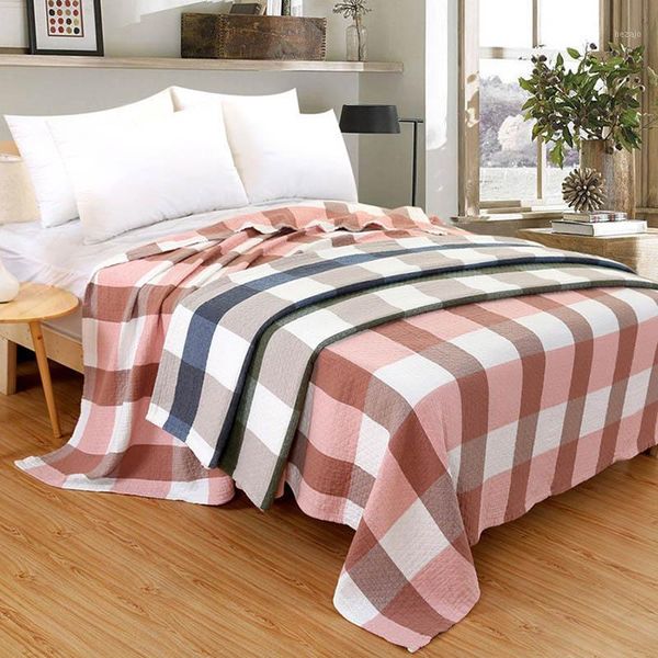 

blankets cotton grid throw blanket on the bed sofa plaid soft bedspread summer quilt for kids travel airplane office knee blankets1