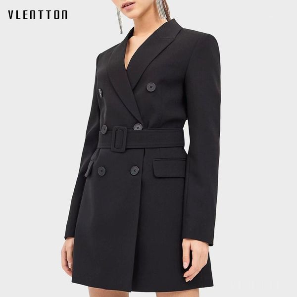 

2020 spring autumn black long blazer jacket women sashes solid suit coat female outwear office lady blazers feminino vestidos1, White;black