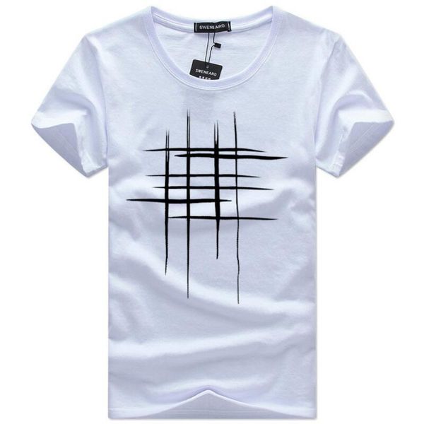 

swenearo summer fashion simple line cross design men's t-shirts high-duality cotton o-neck short-sleeved casual street tees