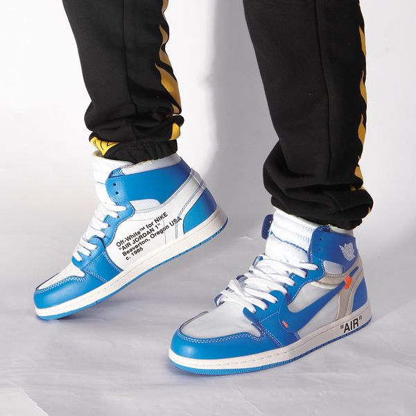 

off whÃ­te x louÃ­s vuÃ­tton x nikÃ¨ air jÃ³rdÃ¡n 1 high og retro sneakers men's unc baby blue aj 1 basketball shoes