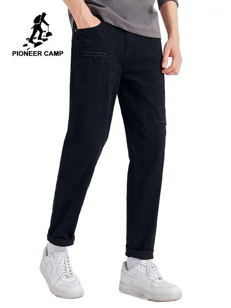

pioneer camp 2019 new fashion denim jeans for men solid cotton winter pants casual straight ripped jean for men anz9014821, Blue
