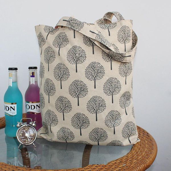 

yile handmade cotton linen eco reusable shoulder bag shopping tote fortune trees white jr4 yile handmade h jllkfs