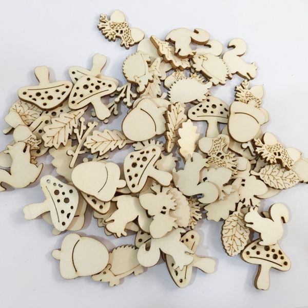 

50pcs/lot marine life flower leaf shape wooden craft diy handmade accessory for home party table decor hanging ornaments 62571