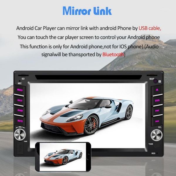 

car mp5 player 6.2 inch hd 1080p bluetooth full touch control double blossom universal car dvd-ls6212 cd player am/fm1