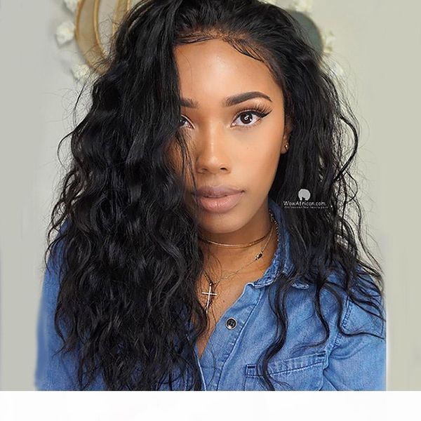 

малазийский естественная волна 360 lace фронтальная парики pre щипковых с ребенком волос remy человеческих волос парики natural long black д, Black;brown