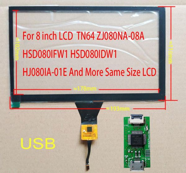 

tablet pc screens 8inch usb touch screen 193*116mm fpc middle contrller board support win7 8 10 raspberry pi android linux tn90 and