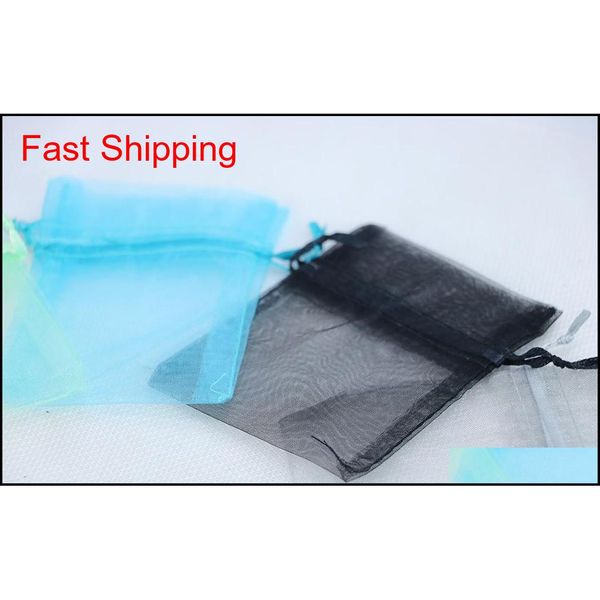 

wholesale 7*9cm jewelry bags mixed organza jewelry wedding party favor xmas gift bags purple blue pink yellow blac jllaix bdesybag, Pink;blue