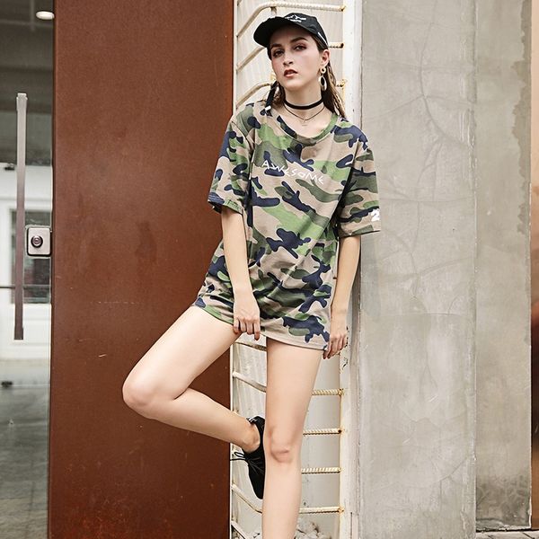 

fsmmi лето 2019 корейского камуфляжа тенденция пальто футболки топ рукав студент универсального gfs9j короткие рыхлой футболка женщины верхн, White