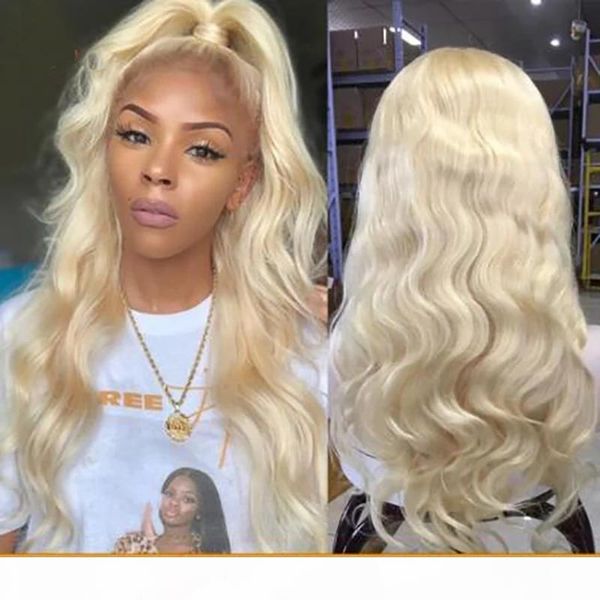 

613 blonde lace front wig peruvian body wave remy hair pre plucked with baby hair transparent lace front human hair wigs, Black;brown