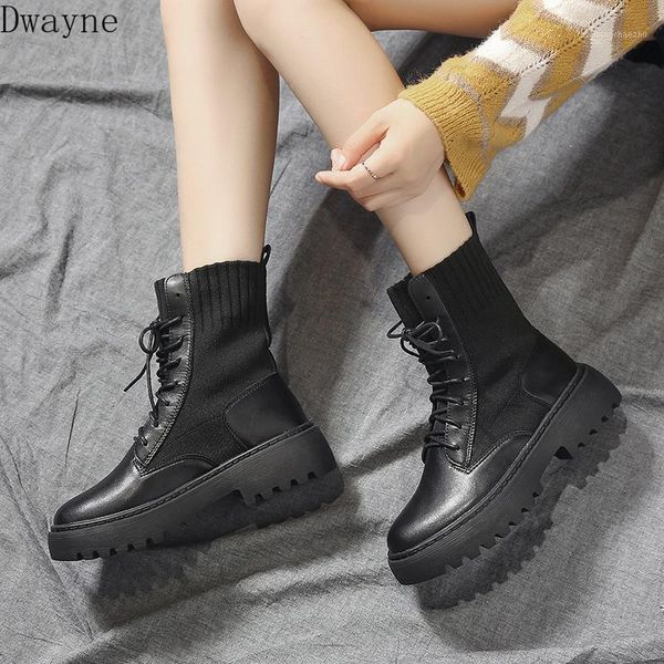 

boots female ins2021 spring and autumn socks wild british wind breathable handsome locomotive short1, Black