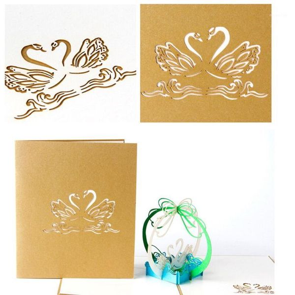 

gift wrap 3d handmade up laser cut vintage cards swan greeting creative postcard for lovers couples1