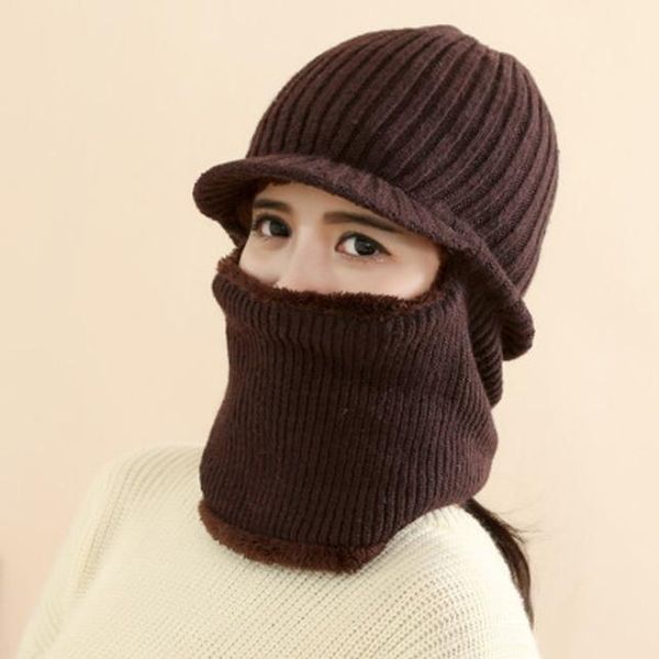 

neck warmer женщины hat cap вязание шарф набор fur шерсть подкладка толстые теплые трикотажные шапочки балаклава зимняя hat cap маска skulli, Black;white