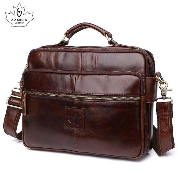 

men's shoulder bag leather lapbag office bags for men genuine leather bags briefcase luxury shoulder handbag male zznick