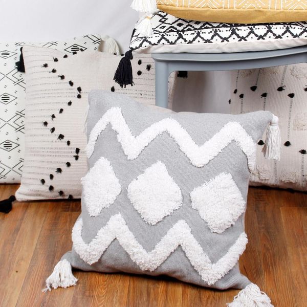 

45x45cm bohemian хлопковой нити наволочки диван подушка обложка декоративные спальня гостиная woven современная кисточкой подушка обложка jl