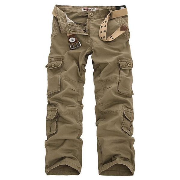 

men's cargo pants casual mens pant multi pocket military overall men outdoors long trousers plus size 28-46, Black