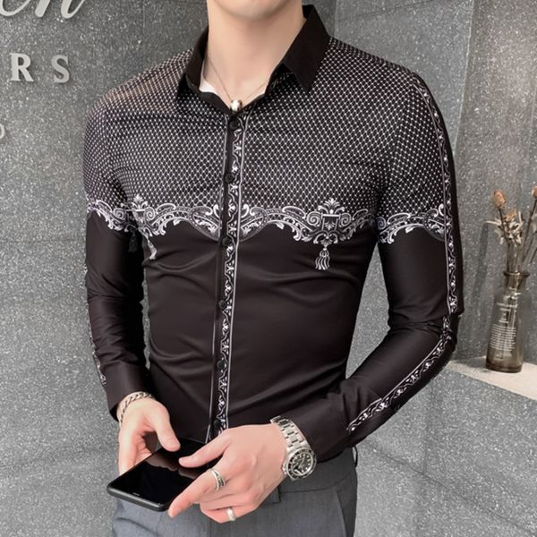 

2020 paisley polka dot fall from men's casual flower camicia as male shirt fine fit ropa hombre s3ts, White;black