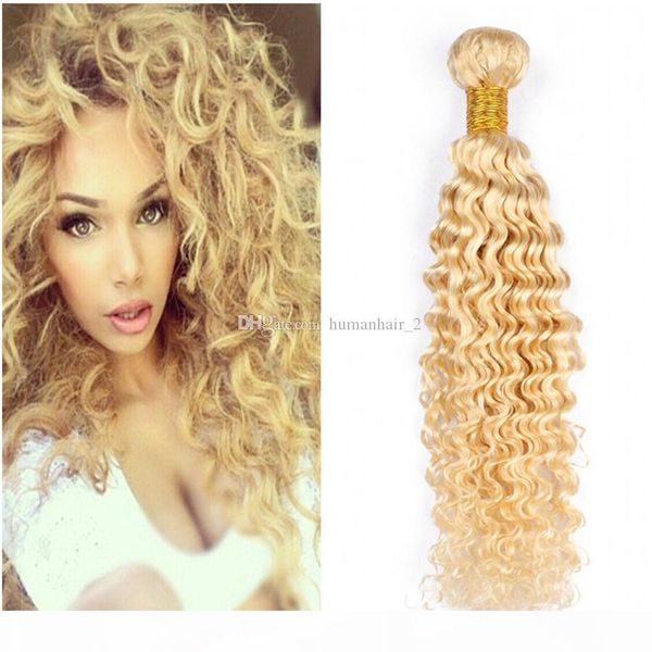

8a 613 blonde deep wave human hair 3 bundles virgin brazilian blonde hair weaves 3pcs lot 100% human hair extensions, Black;brown
