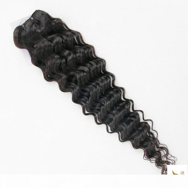 

deep wave 8 - 28 30 inch 3 4 bundles brazilian remy hair 100% human hair extension nature closure weave curly, Black