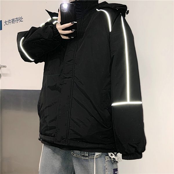 

reflection wadded jacket men's white jacket warm hooded thick puffer jacket thermal winter fishing clothes 92198, Black;brown