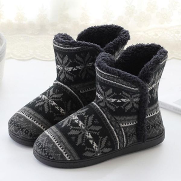 

winter couple style home boots round toe high-soft boots winter warm household thick cotton shoes1, Black