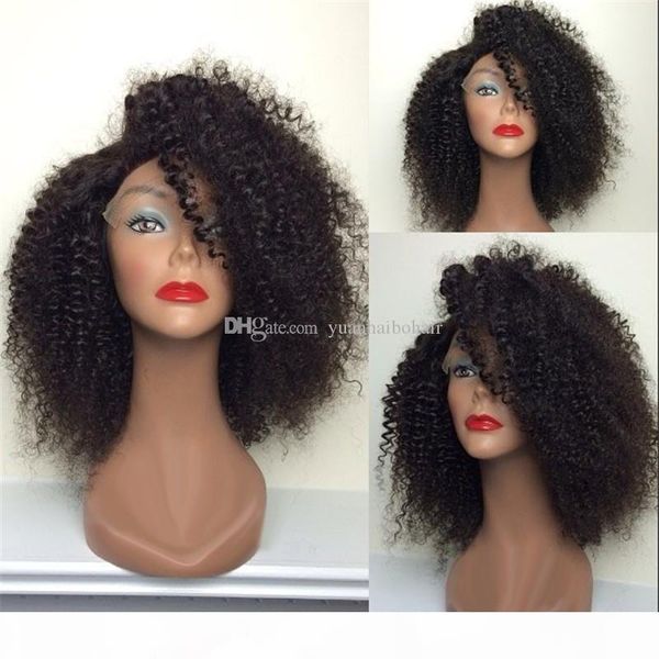 

kinky curly brazilian lace wig 1b lace front wig for black women ing, Black;brown