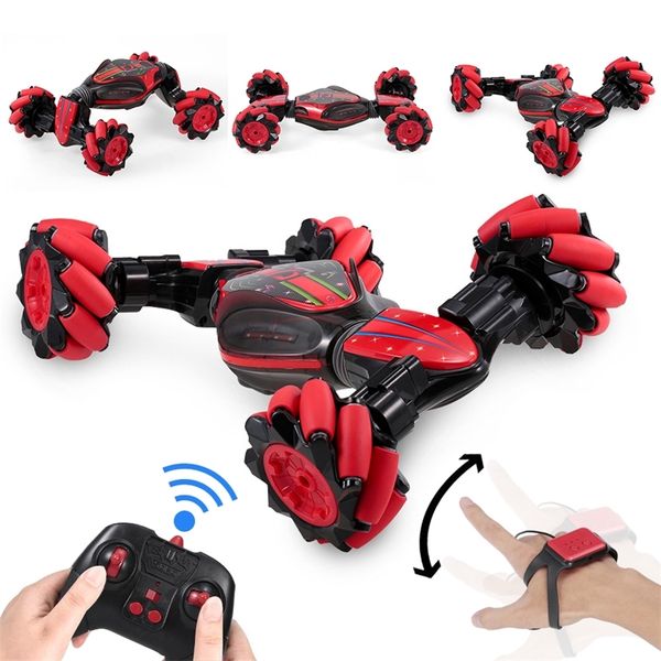 

2.4ghz 4wd rc stunt car off road car with light rc deformable car gesture sensor watch music hallowmas kids gifts rc toys y200413