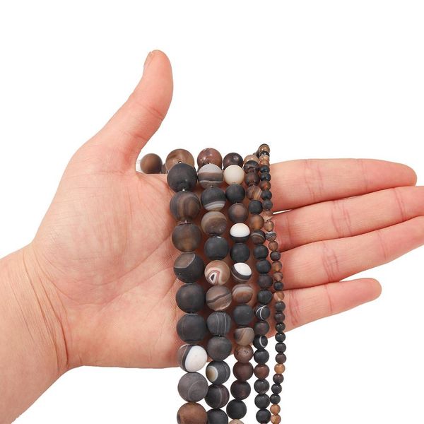 

1strand lot 4 6 8 10 12mm matte coffe strips agates beads stone round loose bead for bracelet jewelry makings supplies wholesale h jllxrj