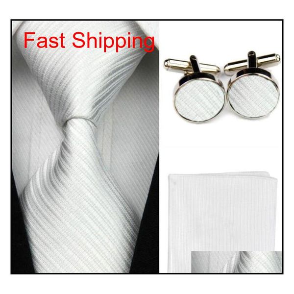 

accessories ties for men solid striped pattern business silk tie sets hanky handkerchief cufflinks red black qylpau queen66, Blue;white