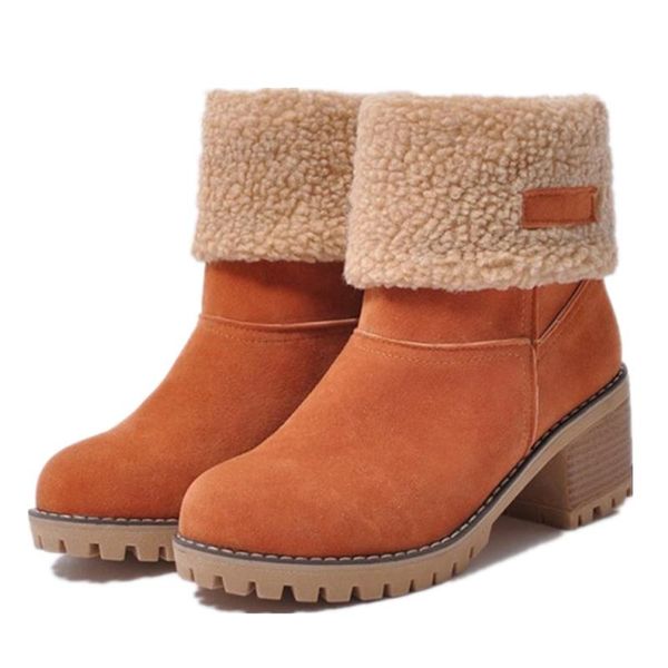 

boots women's shoes warm and velvet round head rubber lamb wool ball 2021 winter style size 35-43, Black