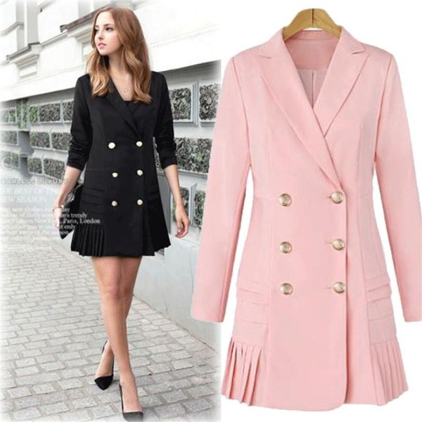 

ewq] women's blazer and jacket 2020 fashion formal office lady long suit female outerwear trench coats plus size suits outwear, White;black