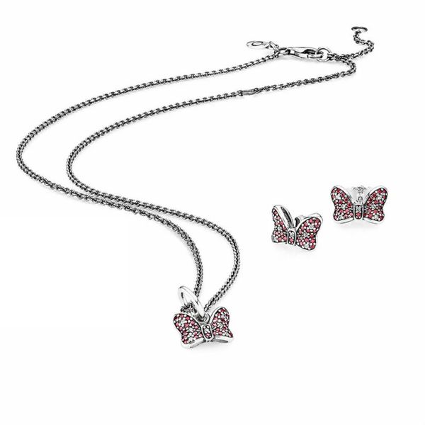 

2021 new book di 100% 925 sterling silver sale-bow jewelry set fit charm necklace original jewelry one set