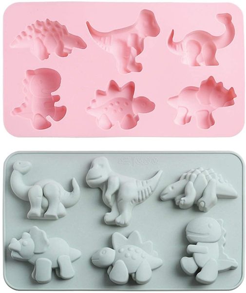 Stampo per torta in silicone per dinosauri 6 cavità fai da te 3D per caramelle gommose cioccolatini cubetti di ghiaccio strumento di cottura sapone decorazioni artigianali festa di Natale 1222268