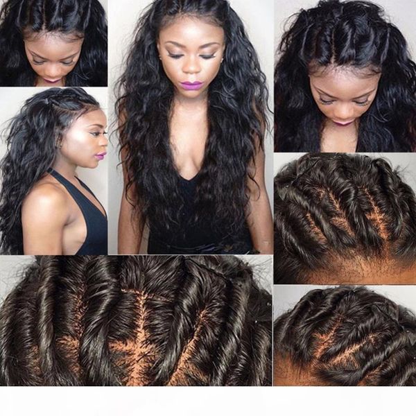 

wavy lace front wig brazilian virgin human hair lace front wigs black women wet and wavy glueless full lace wigs with baby hair, Black;brown