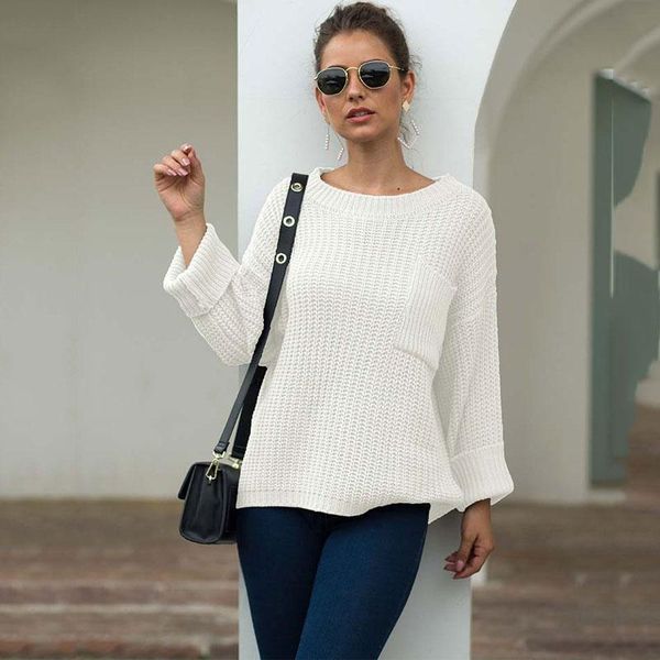 

loose sweater women jumper ladies 2020 autumn white knitted sweater pullover women long sleeve off shoulder sweaters female, White;black
