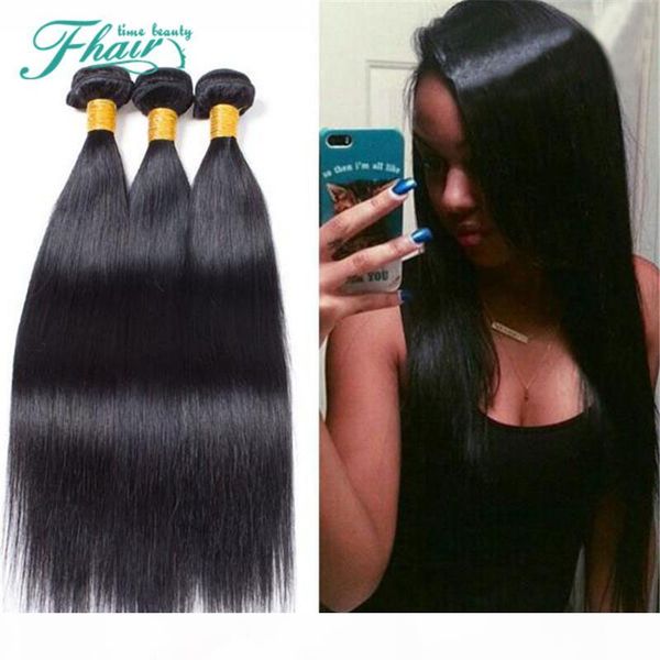 

indian hair straight 3 bundles 100% unprocessed human hair weaves 10"-30" inch length dhl, Black