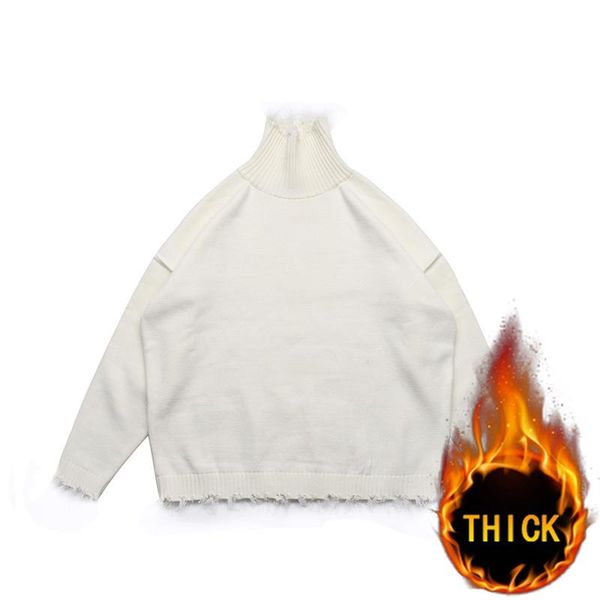 

men's sweaters autumn winter sweatshirts harajuku minimalist solid color rippled sweater pullover with warmth loose fit jogging, White;black